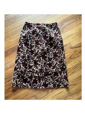 Sophisticated Harold Maroon Floral Pencil Skirt Tailored Chic Size 2
